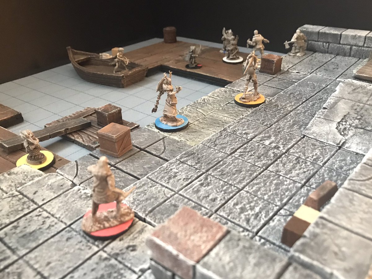stv_armstrong's tweet photo. Dock map from my D&D game this weekend. The little boat is one of my favourite pieces I’ve made for this game. The pirates were defeated and the party made a new friend!
#DungeonsAndDragons #DnD #tabletopgames #ttrpg #craftingDM #tabletopcrafting #rpg #terraincrafting https://t.co/shli9Fa3gY