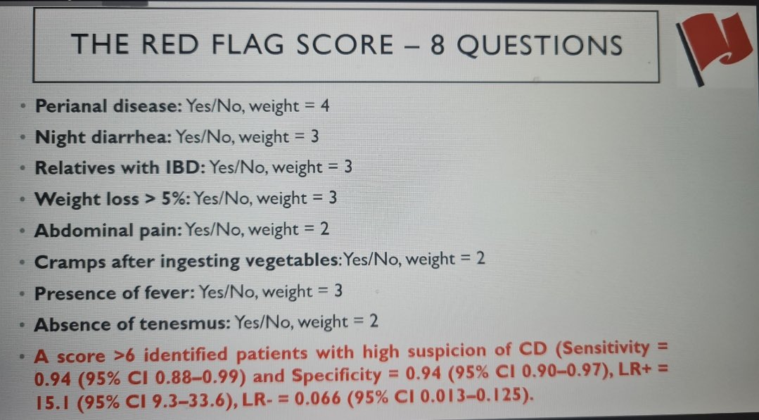 Fmhub_org's tweet photo. ✨Inflammatory Bowel Disease : Theraputics Review and Update.
🚩THE RED FLAG SCORE
#CDC_KSA https://t.co/vz5ICLYmou