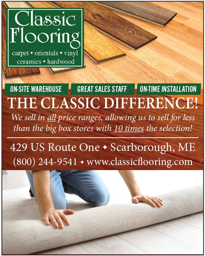keepitlocalME's tweet image. At Classic Flooring, you get the #ClassicDifference - #flooring in all price ranges for less than big box stores with 10X the selection! Stop by 429 US Rte 1 in #Scarborough, call 800.244.9541, or click classicflooring.com. #locallyowned #carpet #tile #keepitlocalmaine