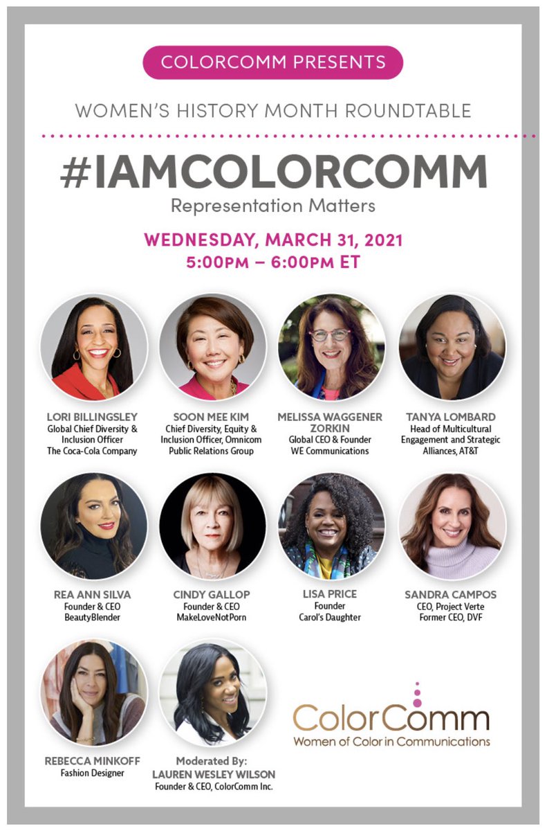ColorCommntwk's tweet photo. There’s still time to RSVP for Wednesday’s #IAMCOLORCOMM #WomensHistoryMonth Roundtable!
https://t.co/SJ5ucmB4o4 https://t.co/RptGWMQYVM