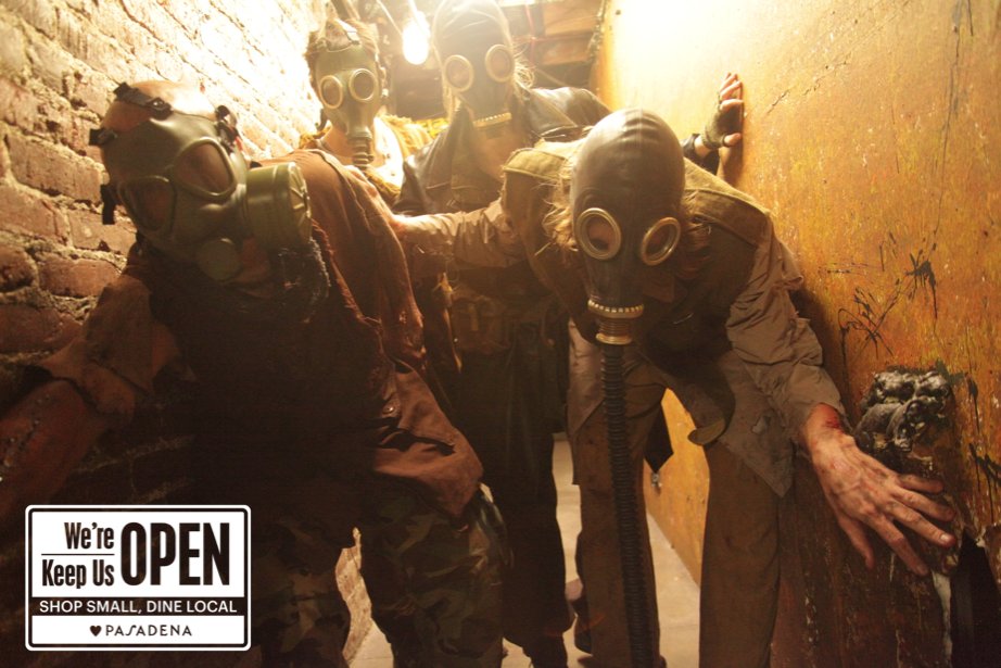 BunkerEx's tweet photo. Support your local businesses survivors ✊.  We are NOW OPEN 🤩 and ready for fellow adventure seekers to join us underground for some post-apocalyptic thrills☠️.  
It's all fun and games down here. 😎
#shoppasadena #pasadena #escaperoom https://t.co/XK0HGxLcOm