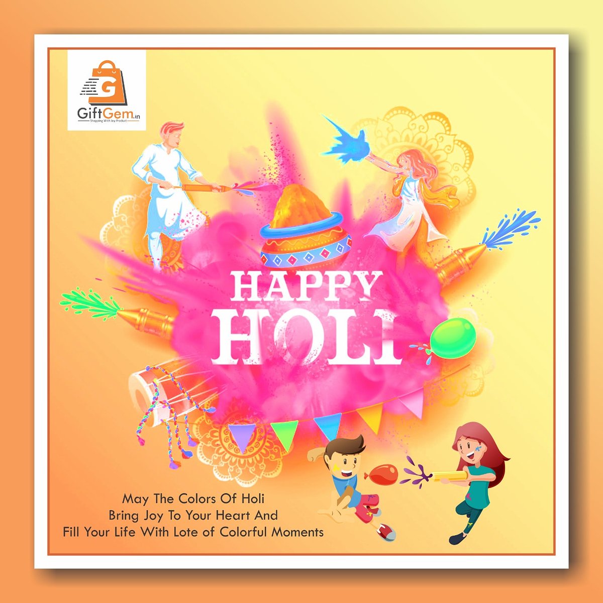 GiftGemIN's tweet photo. Happy holi from mine to yours. Hope you have a colorful day and a colorful life with all kind of right twists in the color.❤️🎉🙏 https://t.co/yo64o3U6fP