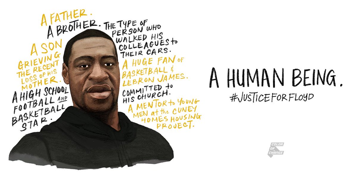 ColorOfChange's tweet photo. Reminder: It is Derek Chauvin who is on trial — not George Floyd. Chauvin’s defense team is going to try to make excuses for George Floyd’s death. Vilifying the victim is a common tactic, but there is simply NO justification for murder. #DerekChauvinTrial #GeorgeFloyd https://t.co/X7ZrvEgyM5