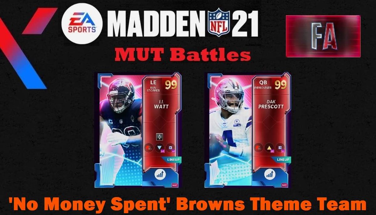 ACkingpin27's tweet photo. Big upgrades to the @Browns Theme Team this week! Check out Game 15 of the MUT Battles series with @FightenTitan below.
https://t.co/eBdkaiiOGP
#TwitchStreamer #Madden21 #MUT #UltimateTeam #ThemeTeam #Cleveland #Browns #GrindTo99 @mawenergy @RogueGrips https://t.co/V2DE3HY1oZ