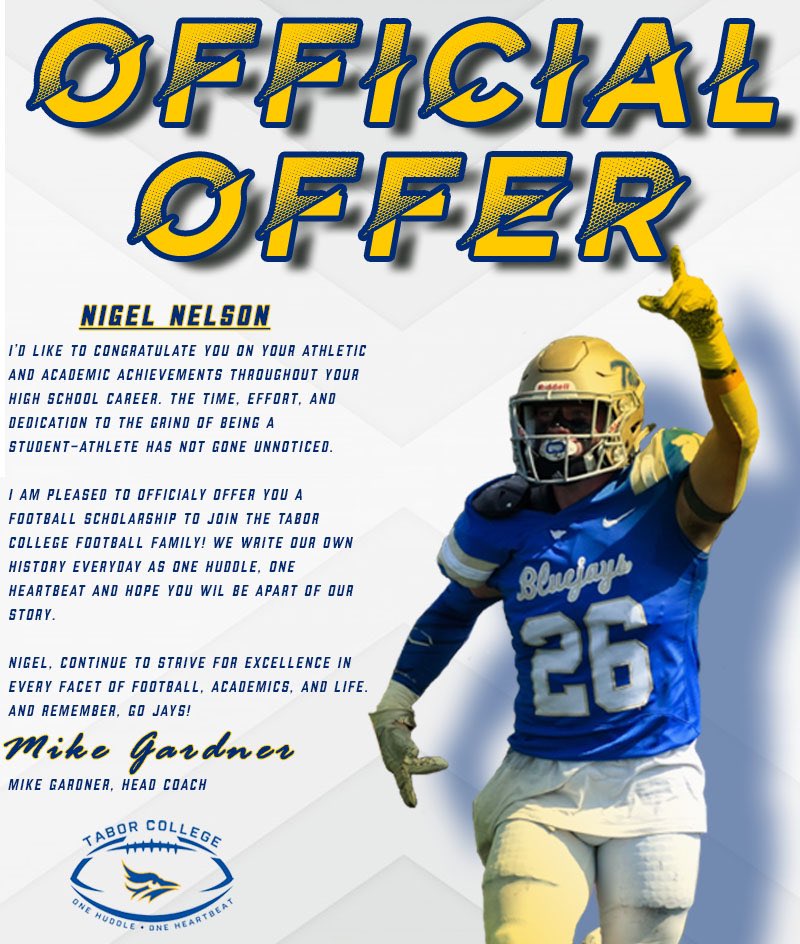 NigelNelson2001's tweet photo. After a great Conversation with @Coach_Reimer in blessed to receive my 10th offer 💙💛🤩 https://t.co/rndcfP6DtU
