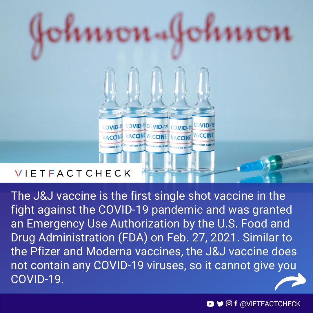 VietFactCheck's tweet photo. Is the Johnson & Johnson COVID-19 vaccine less safe?
#COVID #vaccine #pandemic #johnsonandjohnson #health #FDA #science #misinformation #facts #vietnamese #vietfactcheck https://t.co/ucgAL4VPNp
