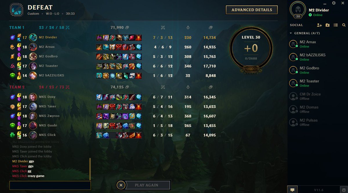 1-1, crazy game, couldn't use our lead to close out the game, ggwp <a href="/mkersofficial/">Mkers</a> 

Closing out the day vs <a href="/esubacz/">eSuba</a> next 😉

#BringTheMadness #EUMASTERS