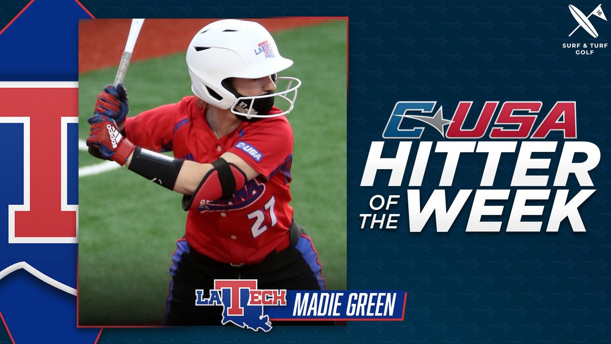 Conference USA (@conferenceusa) on Twitter photo ๐ข: Congratulations to <a href="/LATechSB/">LA Tech Softball</a>โs Madie Green, #CUSASB Hitter of the Week presented by @surfandturfgolf! ๐ฅ
๐
1๏ธโฃ | #TheCUSAWay ๐ข: Congratulations to <a href="/LATechSB/">LA Tech Softball</a>โs Madie Green, #CUSASB Hitter of the Week presented by @surfandturfgolf! ๐ฅ
๐
1๏ธโฃ | #TheCUSAWay
