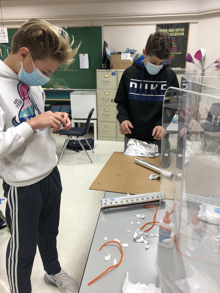 Seventh grade students are creating kinetic sculptures in enrichment. <a href="/BruinsBMS/">Blacksburg Middle School</a> <a href="/MCPS_VA_Gifted/">MCPS_VA Gifted</a>
