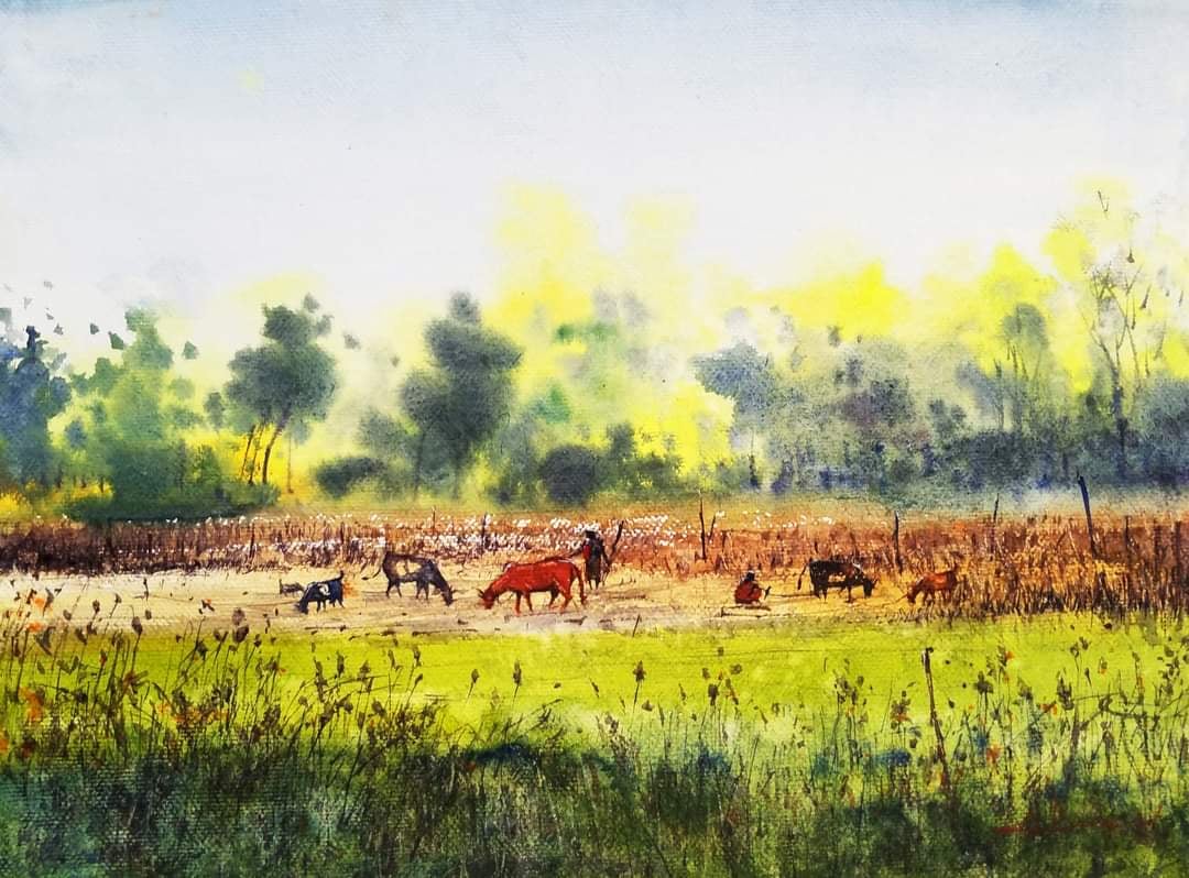 Tanvir13i's tweet photo. Pasturage
#naturestudy #landscape #watercolor #mywork #watercolorpainting #naturebd #countryside #painterbd #drawing #paper #sketch #nature #colors #natureobservation #acrylicpainting #mixedmediapainting #artforsale #painting #28x38cm2021 https://t.co/btNQv3Ynfz