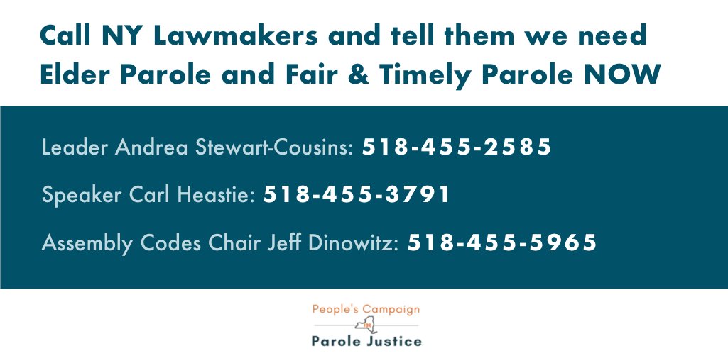 Elder Parole and Fair &amp; Timely Parole will begin to address the worsening aging crisis in NY prisons, reverse troublingly low parole release rates, and chip away at racial bias in parole decision-making. The time is now for #ParoleJusticeNY