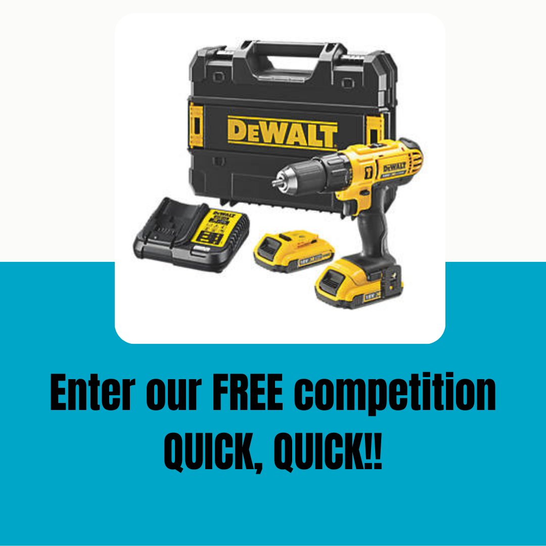 smartpricehuntr's tweet photo. TIME IS TICKING!!
enter our FREE competition win the DeWalt Combi Drill!!
Draw will close on Friday 2nd April and the WINNER will be announced Saturday 3rd April, Head to our competition post to enter!!
#getentering #entry #free #giveaway #freegiveaway #competition https://t.co/Z2eF0Xkl7z