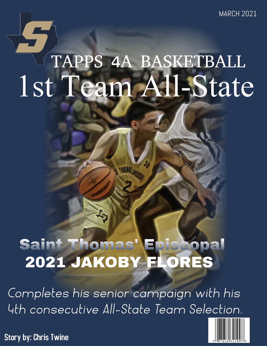 CoachTwine's tweet photo. Congrats to 2021 Jakoby Flores on being selected to TAPPS 4A Basketball 1st Team All-State for the 4th consecutive year. It has truly been a blessing coaching Jakoby, his presence will be missed. @Kobo1523 https://t.co/bsmC1MDX2l