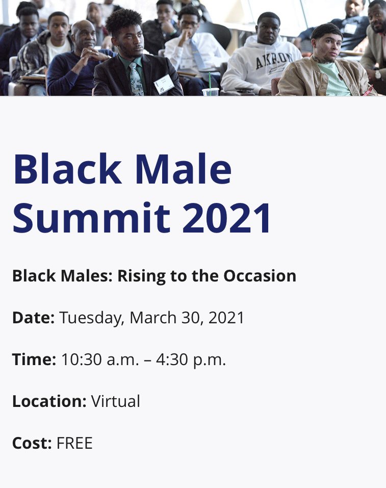 UAkronBMS's tweet photo. You’re in luck! We were able to secure more tickets to this year’s Black Male Summit. These spots are on a first-come, first-serve basis. This event is FREE, all you have to do is register at https://t.co/oDsepz5VBC. Come reserve your spot, NOW!!! https://t.co/YookWzHcsl