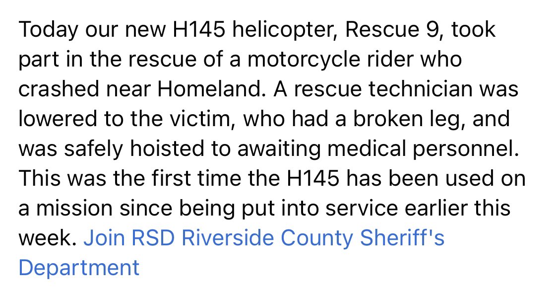 RSA1943's tweet photo. Yesterday Rescue 9 took part in a rescue of a motorcycle rider. ⬇️ 🚁#riverisde #aviation #helicopter #airbus https://t.co/kLxKgovOi6