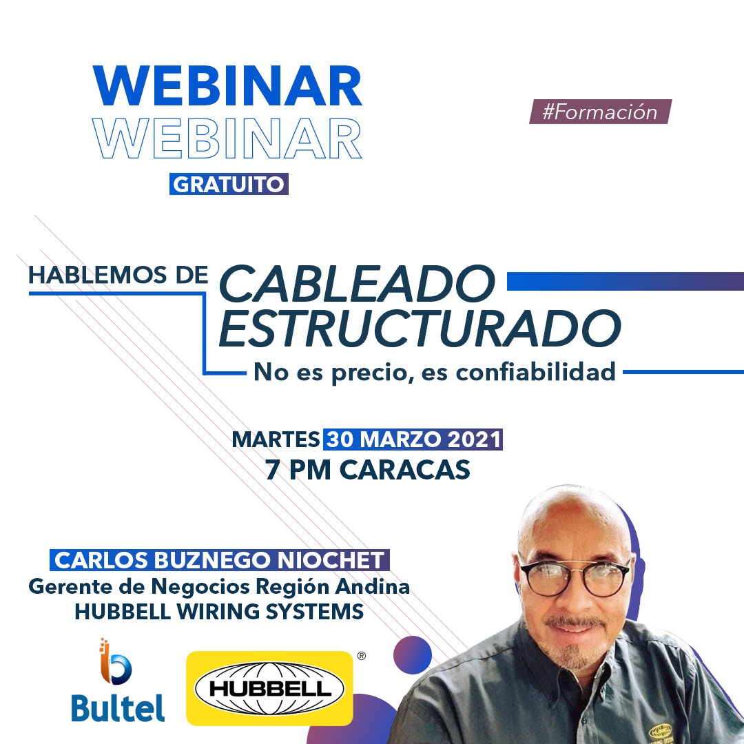 Bultelca's tweet photo. 🔹WEBINAR GRATUITO, LINK EN BIO🔹

Nuestros aliados HUBBELL® Premise Wiring por medio de Carlos Buznego, harán este #Webinar para demostrar que un cableado estructurado NO es precio, es confiabilidad😃👏
.
¡Haz click en el enlace ubicado en nuestra biografía y regístrate! https://t.co/DbF3SFu7xC