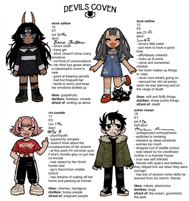 quick character intros for my devils coven ocs you can read about them here :o))! https://t.co/RPb0Z8THiC 