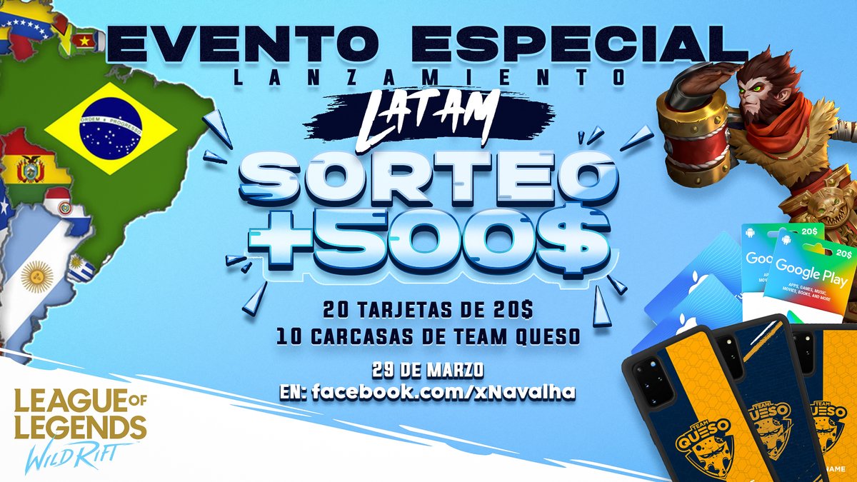 🔥SORTEO ESPECIAL LANZAMIENTO EN AMERICA🔥

🤑 20x Tarjetas de 20$ (PayPal obligatorio)
🧀 10x Fundas de <a href="/TeamQuesoGG/">Team Queso</a> para móvil.

Requisitos:

- Seguirme en: <a href="/xNavalha/">Navalha</a> 
- Like y Retuit ♥️🔁
- Suscríbete en: youtube.com/navalha

Ganadores: 5 de Abril por MD (tenerlo abierto).