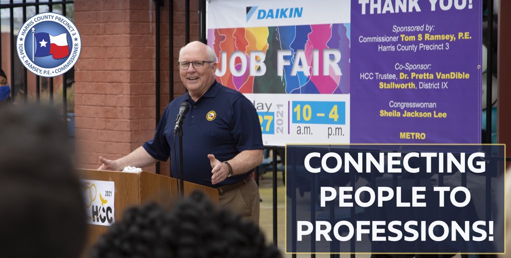 HarrisCoPct3's tweet photo. The numbers are being totaled but no doubt there are a few hundred #HarrisCounty residents who woke up this morning headed to a new career with a little well-deserved pride. Congratulations to all. @DaikinAir #jobfair #BetterTogether #Pct3 https://t.co/t5ZqPhtZHL