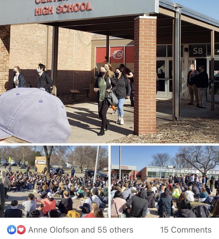 justinformn's tweet photo. Students at Centennial High School have walked out to stand in solidarity with a student who was recently harassed online by a fellow student using vile sexist and racist insults. They are also demanding more be done to address incidents like this. Our kids deserve better. 💪 https://t.co/tGNQ89P2kz