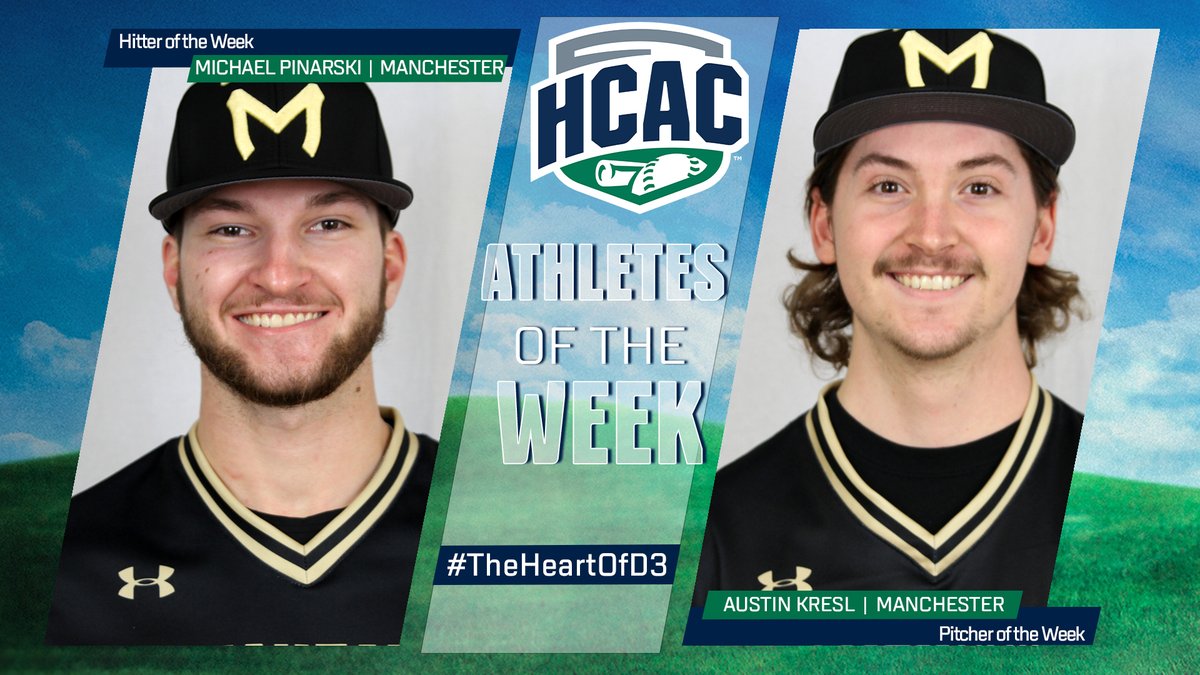 HCACDIII's tweet photo. HCAC Baseball | Athlete of the Week 

Congrats the the baseball athletes of the week, both out of @MUSpartans 
Hitter: Michael Pinarski
Pitcher: Austin Kresl

https://t.co/9P8If8LI8D

#TheHeartOfD3 #D3Baseball https://t.co/N5ON1XzHeU