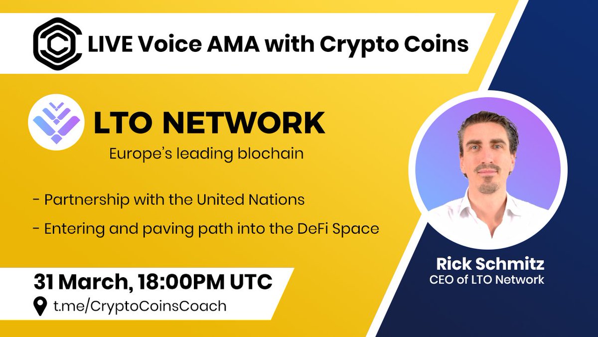 EQTYDAO's tweet photo. Join us for the AMA on Wednesday Mar 31st at 6:00 PM UTC on The Crypto Coins Coach Channel: https://t.co/HolhXCNnu5 featuring our founder and CEO @realrickschmitz

We will be airdropping $100 worth of $LTO to the best questions!

Submit your questions at: https://t.co/Ag7QXrPsIO https://t.co/Ov8pJ0SBt9