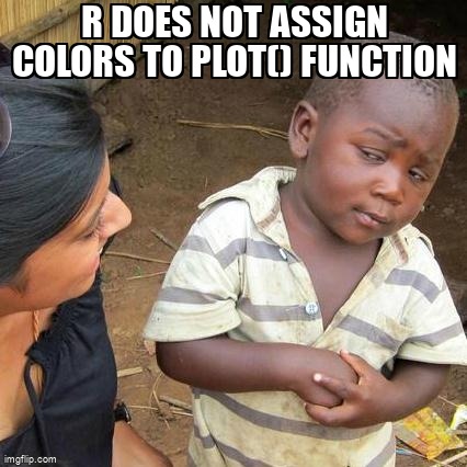 overflow_meme's tweet image. R does not assign colors to plot() function stackoverflow.com/questions/6685… #r #scatterplot #colors