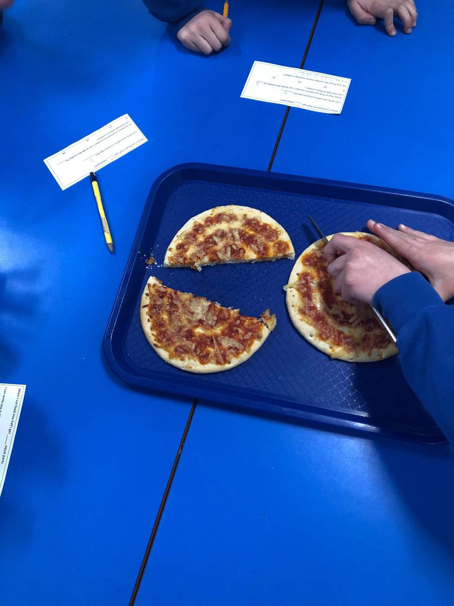 LangwathbyCe's tweet image. Badger Class enjoyed learning about fractions with some pizza today! #reallifecontexts #maths #learningtogether
