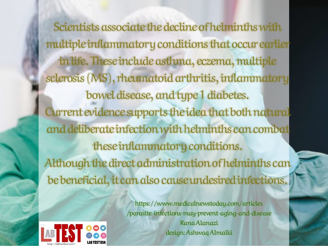 LabTestKSA's tweet photo. Parasite infection may prevent aging and disease 🦠
#LabTestKSA
#خبر_اليوم
#NEWS
#Parasite https://t.co/S39KsHrZf3