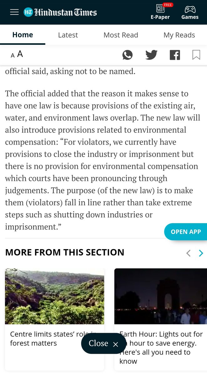 How can closing a toxic industry be extreme step! The main issue is implemention of law. Why isn't government working towards implementation of existing punishment rather than combining different laws? 
<a href="/moefcc/">MoEF&CC</a> <a href="/GreenTweetArmy/">Green Tweet Army</a>
<a href="/AravalliBachao/">Aravalli Bachao</a> <a href="/FFF_Hyderabad/">Fridays For Future Hyderabad #UpRootTheSystem</a>
#ClimateAction