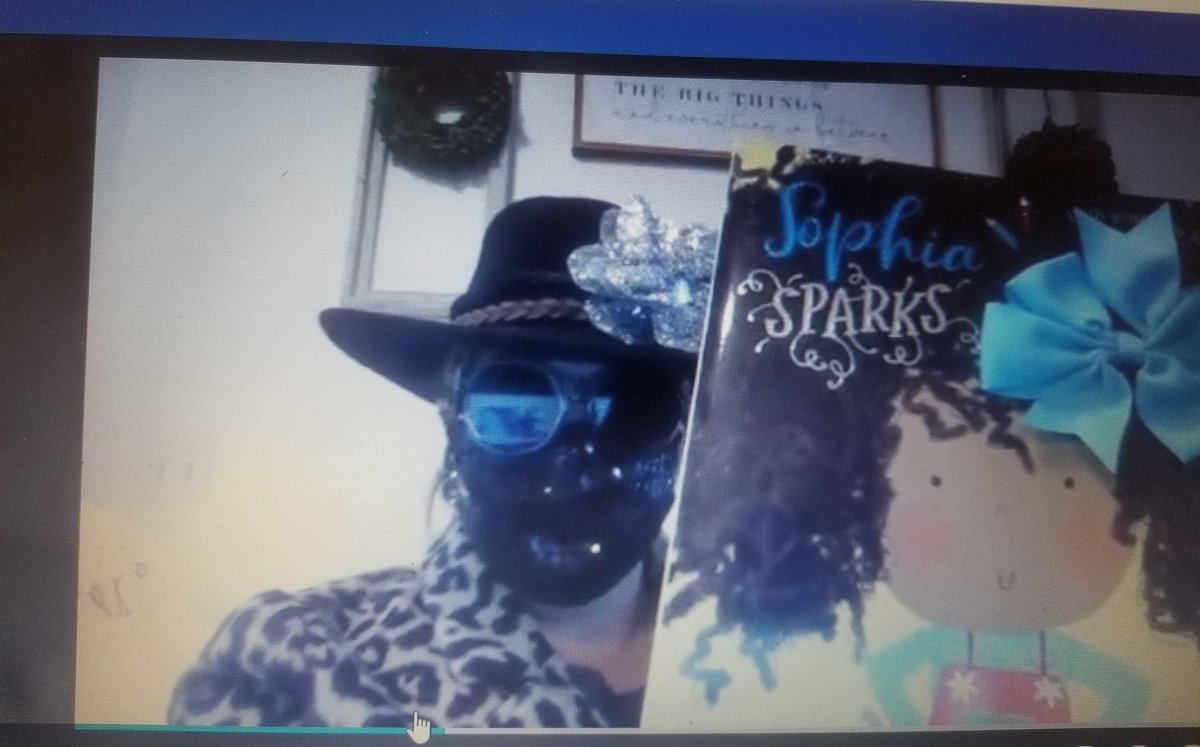 PrincipalPaine's tweet photo. So we did the Masked Reader this month. Students had to guess who read the story during announcements! So fun! #kmekoalas #kmeproud #NCISD #readacrossamericaday #leadlit #mlmagical https://t.co/bjhS5iy0LW