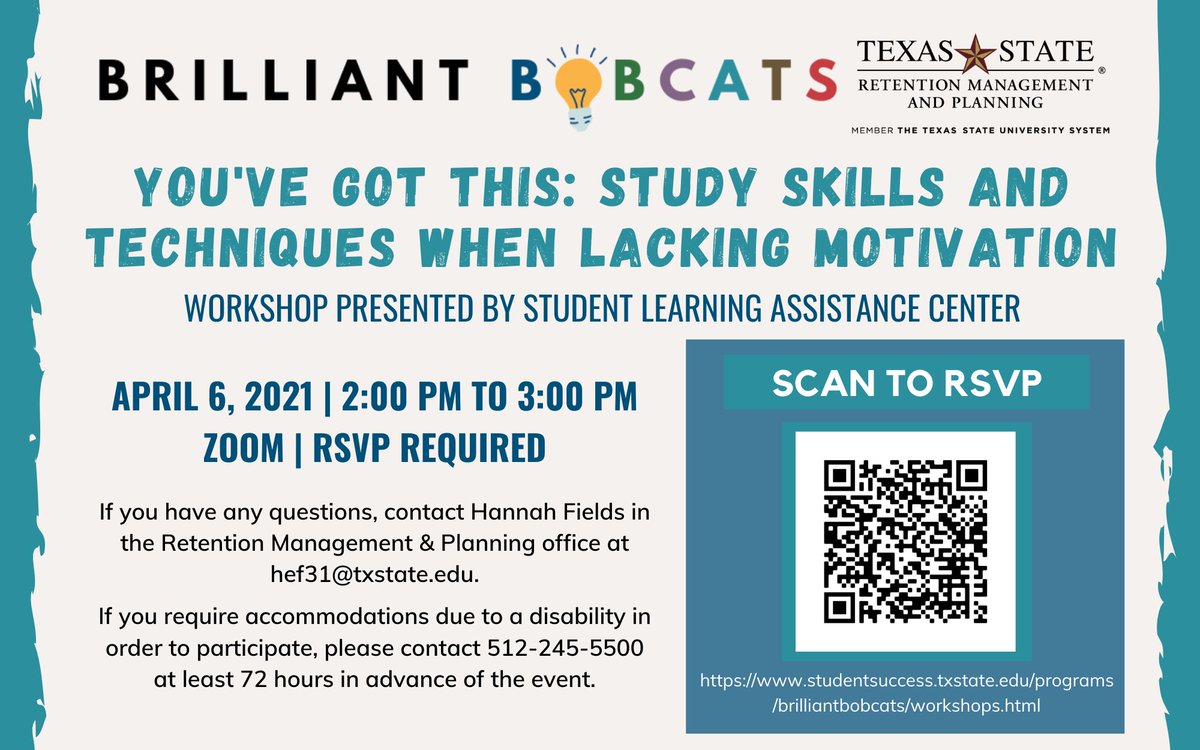 Going to college during a pandemic is challenging. If you are struggling to stay motivated and on top of coursework, you are not alone. Attend this workshop to learn from SLAC about different study strategies and techniques for tackling your coursework when motivation is low.