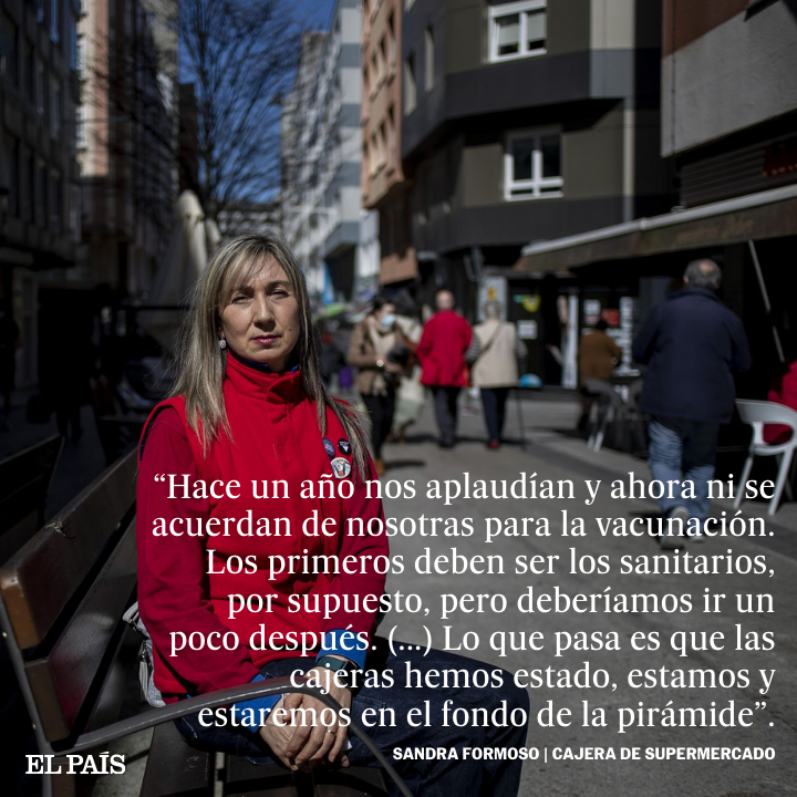 el_pais's tweet photo. Esenciales para trabajar, pero no para la vacuna. La estrategia de inmunización contra la covid relega a profesionales que fueron vitales durante el confinamiento https://t.co/JUOxJXqaci https://t.co/KJQMleFAHa