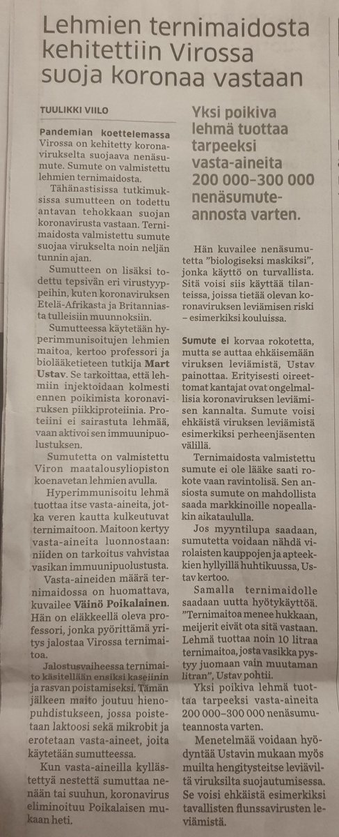 TiirolaMikko's tweet photo. Tämä kotinavetan ihmeaine suojaa monelta pahalta. Päivän @MaasTul uutisoi virolaisesta keksinnöstä ja me vävyn kans päätimme testata raakaversiota sisäisesti nauttien. #ternimaito #korona https://t.co/mge9mZvpzO