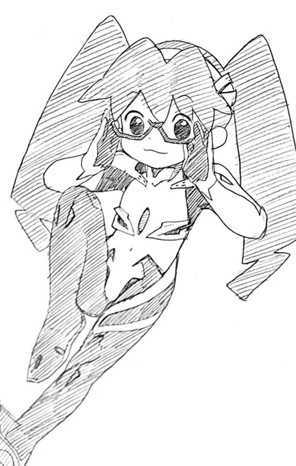 一応、マリのカリン(中の人が一緒)は全身描いたんだけど、余白がでかくなりすぎるのでトリミングしてた。

角度を変えたら、なんとか。

>メダロット
>プラグスーツ
>坂本真綾 