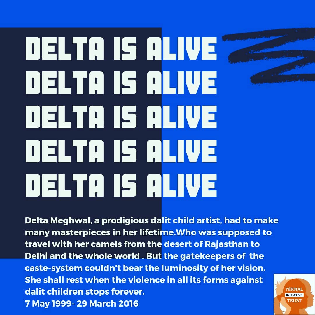 ShwetaVrindavan's tweet photo. Delta Meghwal was 7 years old when she made a painting of a camel in a state level competition. She won the first prize. That painting has added beauty to the interiors of Rajasthan state Secretariat. #DalitLivesMatter #abolishCaste
#JusticeForDelta @EqualityLabs https://t.co/tAZk49Kwla
