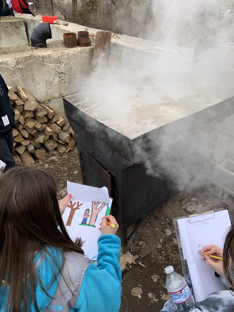 Dlanderspulaski's tweet photo. Continuing the maple sap to syrup process cooking  thanks to all  @PCSD_PCMS #Raiderstrong ss for their curiosity + enthusiasm in collecting and cooking the sap and for @MaggieLaMereTV and @fox11news for visiting https://t.co/rIQzWZ9ykG @LEAF_K12_Forest @fieldedventures https://t.co/LBfwZjqUJ4