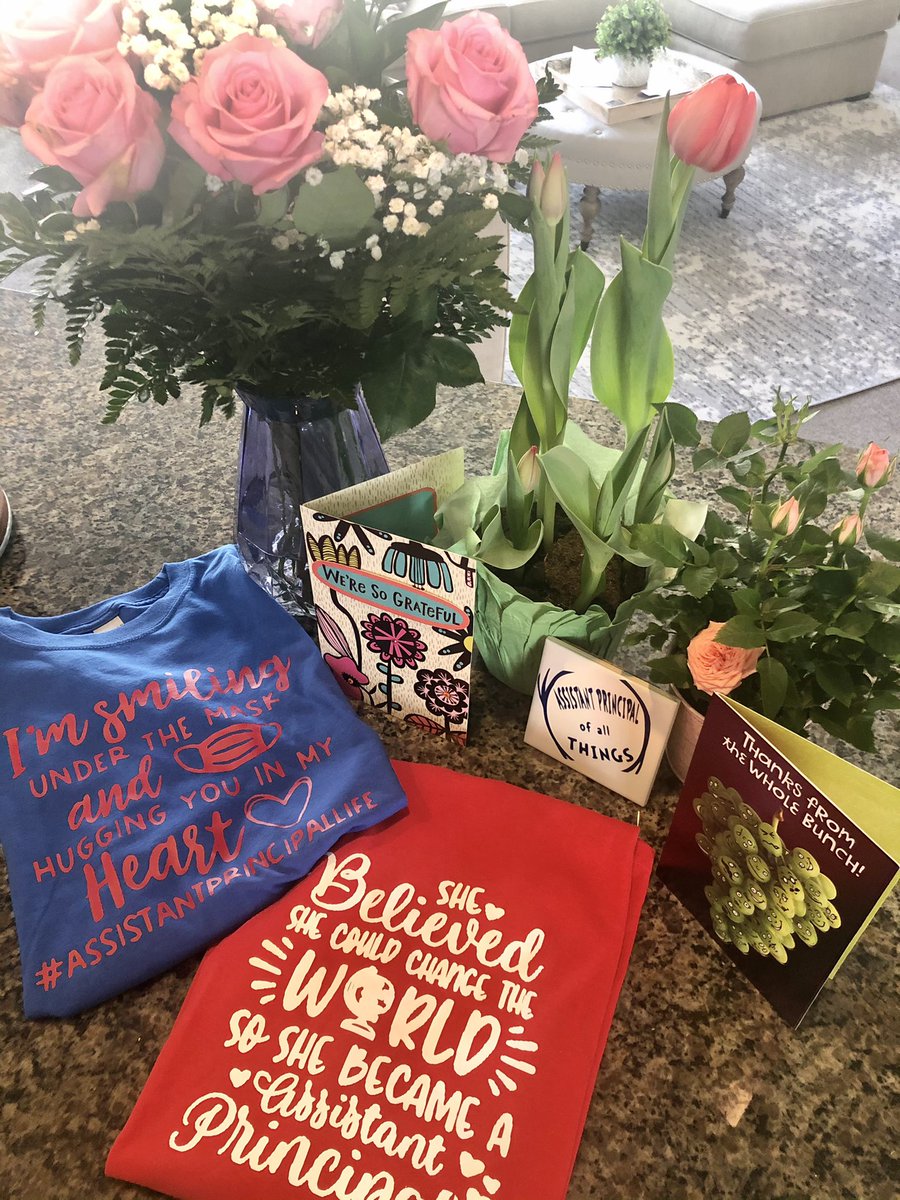 Today, my 2nd family surprised me by kicking off the celebration of AP week with such sweet cards, thoughtful gifts, and beautiful flowers! The #SBCEBobcats staff is one in a million.💙 #blessedAP