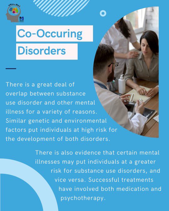 UMassMind's tweet photo. Important concepts to keep in mind if you or someone you know has been diagnosed with substance use disorder and another physical or mental ailment. #mentalhealth #endthestigma #substanceabuse #schizophrenia https://t.co/th3AqWzXDR