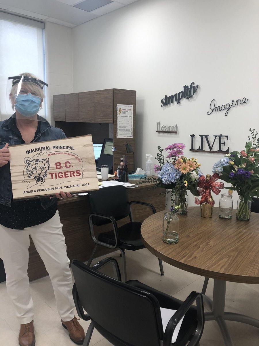 BCSS_HWDSB's tweet photo. Wishing our principal, Angela Ferguson a fond farewell. We will miss you. #foreverBCSS #BCSS https://t.co/iSsQGr53g2