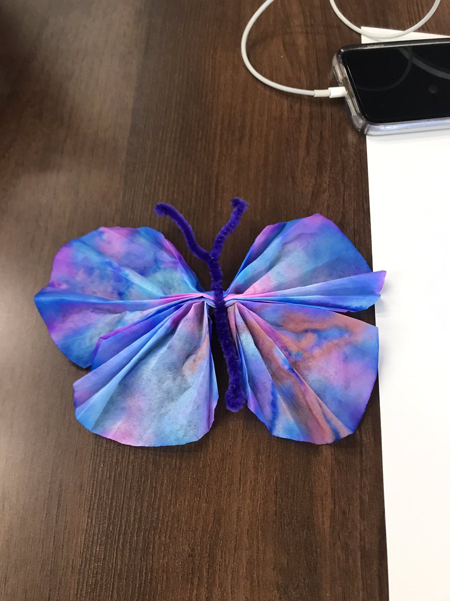 WaxHSLibrary's tweet photo. Mental Health Monday’s in the library! Coffee filter butterflies. 🦋 https://t.co/YRGyarEnKw