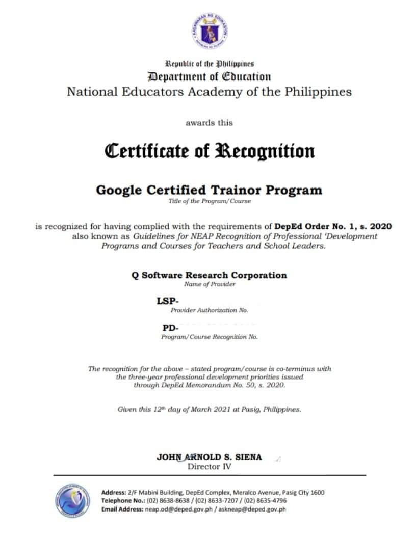qsrcorp's tweet image. QSR proudly announces that our training programs are all recognized by DepEd, through the National Educators Academy of the Philippines! QSR is also an Authorized Learning Service Provider under NEAP.

#GoogleWorkspaceForEducation #GoogleEdu #GSuiteEdu #gsuiteforeducation