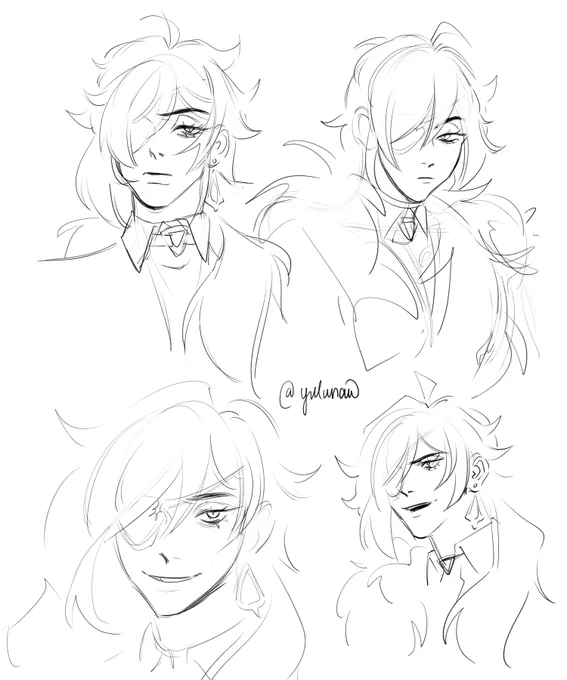 #Genshin_Impact #kaeluc some skemches... and modern au!!!!!!! 