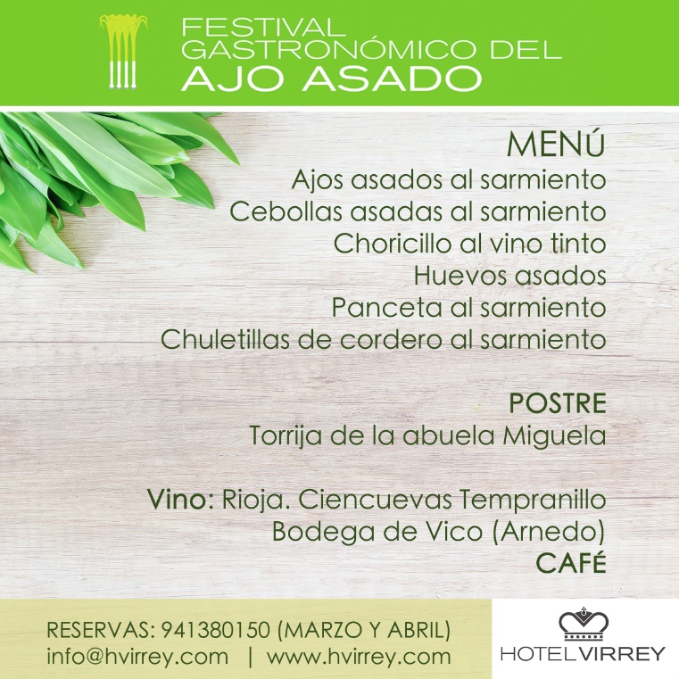 Este es el menú que ya podéis degustar durante el XXV Festival Gastronómico del #AjoAsado. ¡Buen provecho!😋

#HotelVirrey #Arnedo #LaRioja  #festivaldelajoasado #festivalgastronómicodelajoasado #riojaoriental #cocinariojana #lariojaturismo