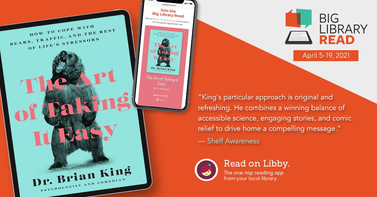 LaglibNY's tweet photo. Big Library Read begins next week! You'll be able to visit our digital collection to borrow the featured title ‘The Art of Taking It Easy’ by Dr. Brian King with no waitlists or holds. 

#BigLibraryRead #laglib #libby #mhls #hvny https://t.co/x304wLOah3