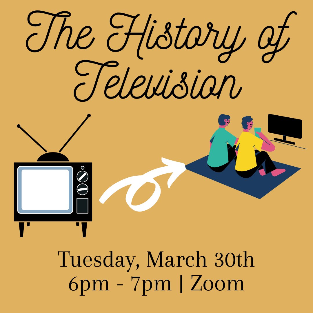 LaglibNY's tweet photo. Join us tomorrow to learn about how television became what it is today! Click here to register: https://t.co/r4z3AC6Br9

#laglib #programs #libraryprograms #history https://t.co/WL59ZT5fIB