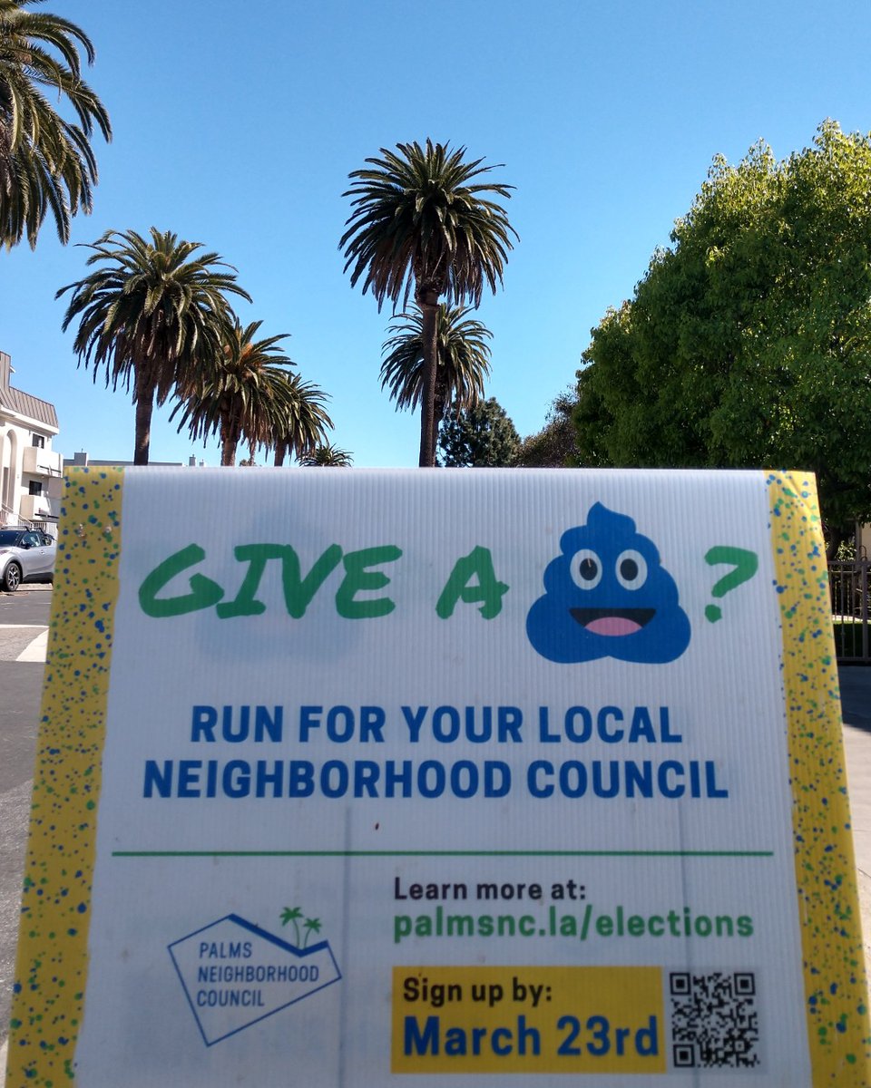 PalmsNC's tweet photo. Time to put away signs for the Candidate Filing season but new ones are coming soon!

Stay up-to-date on the #PalmsNeighborhoodCouncil #Elections by subscribing to our newsletter, following our social media or visiting https://t.co/36G8YCbDLw.

#PalmsLA #PalmsVotes #PalmsPride https://t.co/HqtAh3UvNG