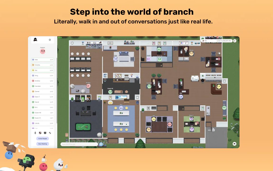 ProductHunt's tweet photo. Build your own space designed to bring fun back into your remote team with this new update from @branch_gg which includes: 

- More collaborative sharing
- Earn XP and rewards as recognition for completing tasks. 
- Play native mini games with your team. 

https://t.co/K4FrOmcUhF https://t.co/UBRPxTEOlR