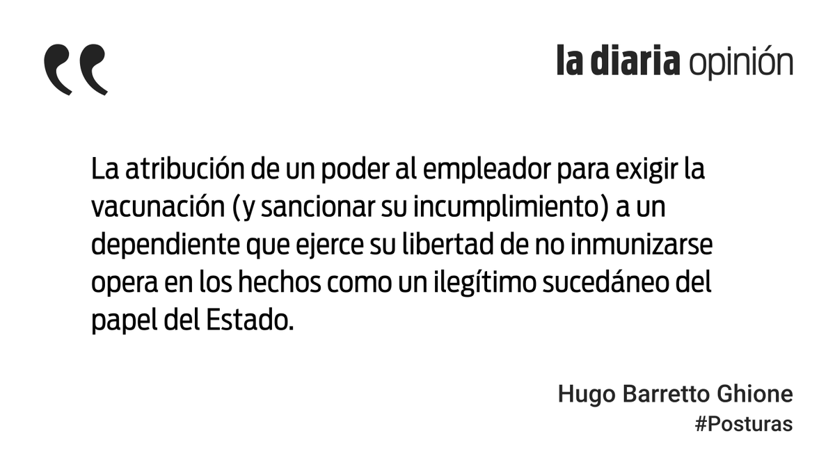 ladiaria's tweet photo. La vida breve de la “libertad responsable”: ¿puede el empleador exigir la vacunación al trabajador? La #postura de Hugo Barretto Ghione ⬇️ https://t.co/7qQR1fQg2l https://t.co/PTxWkJNWPR