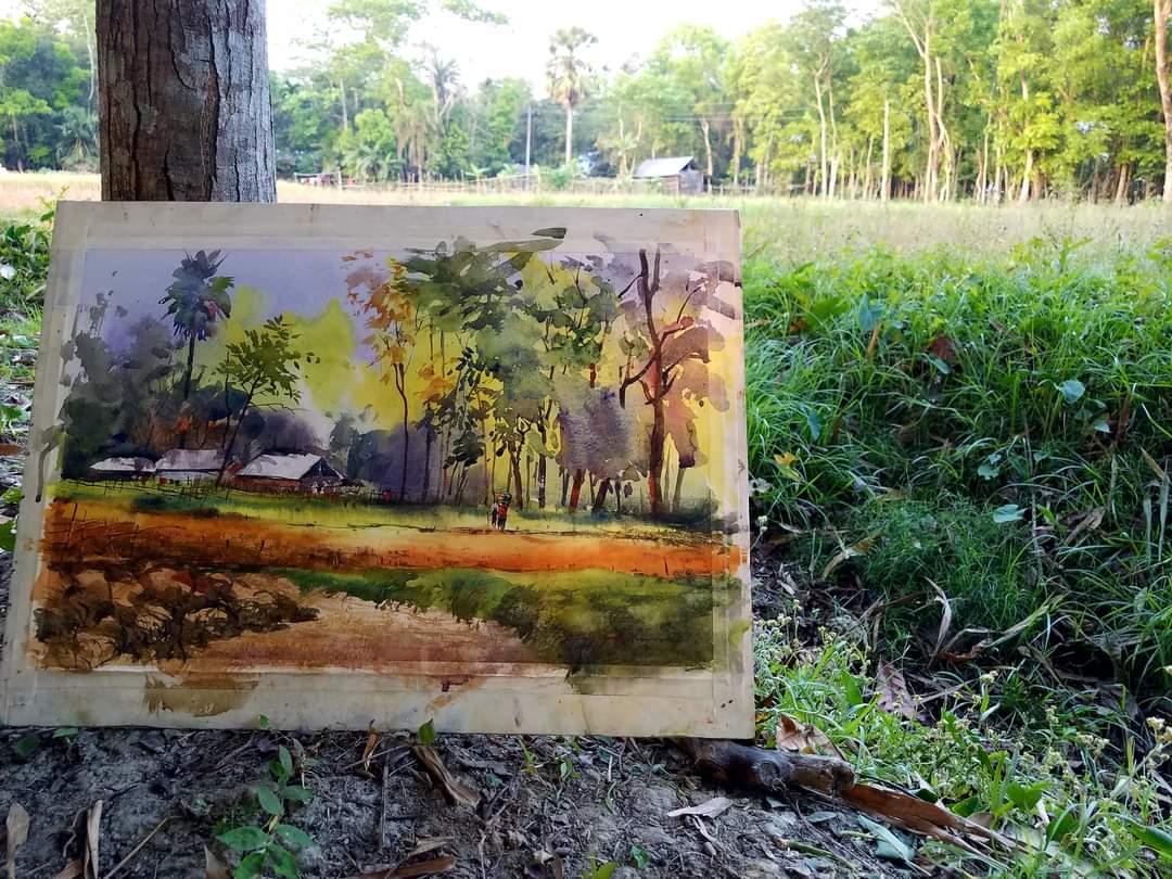 Tanvir13i's tweet photo. #naturestudy #landscape #outdoor #watercolor #mywork #watercolorpainting #naturebd #countryside #painterbd #drawing #sketch #nature #paper #color #acrylicpainting #abstractart #contemporaryart #natureobservation #artforesale #art #artvideo #youtube #painting #28x38cm2021 https://t.co/iATvzKCpkI